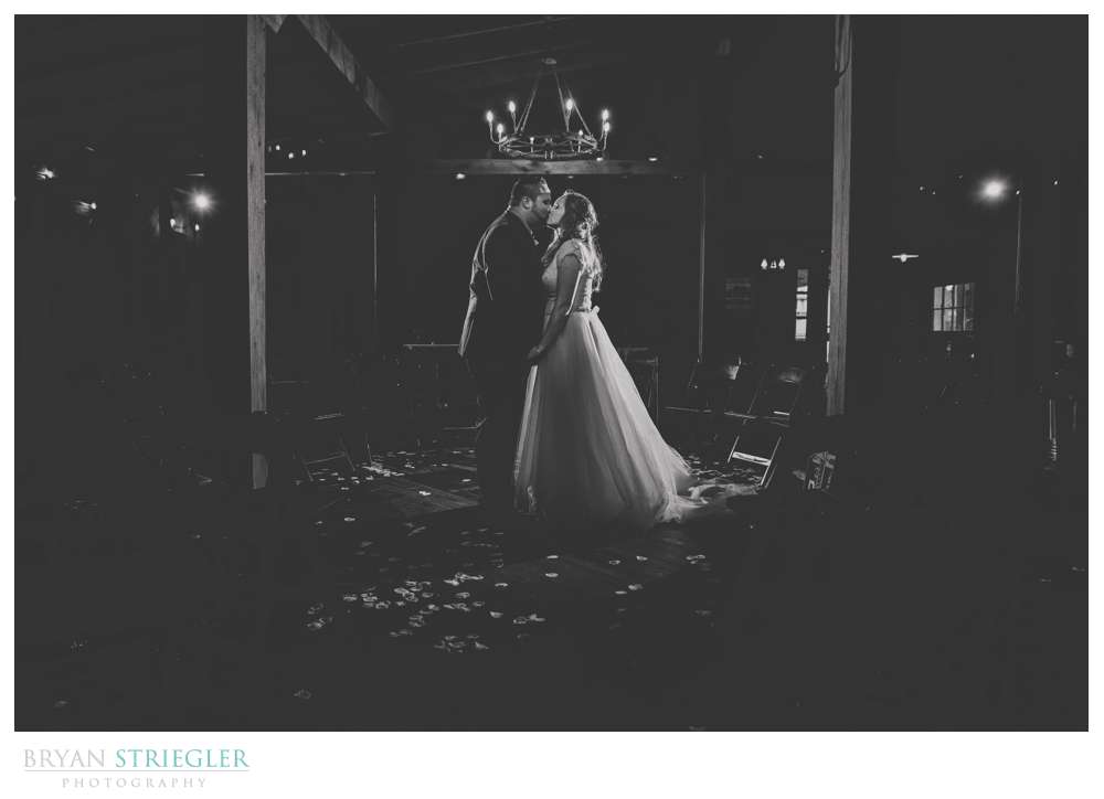 low key wedding photo with flashes